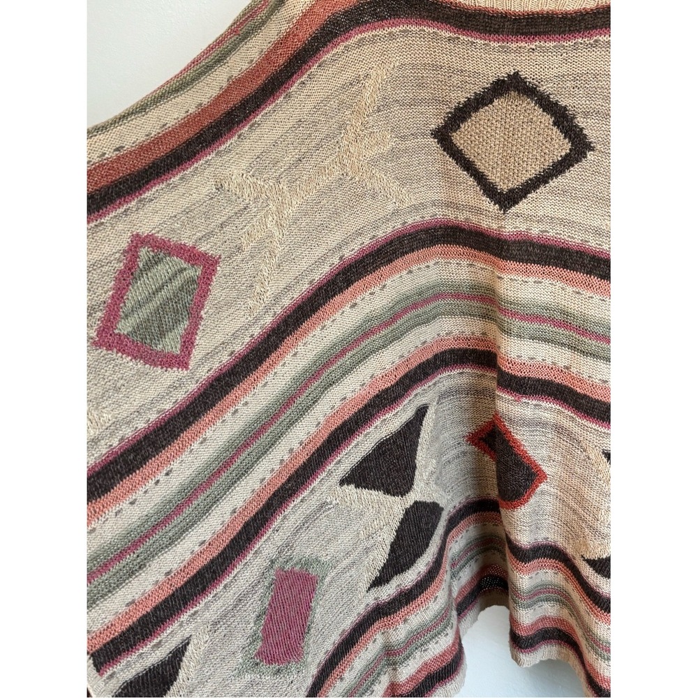 Ralph Lauren Hand Knit Southwestern Poncho Neutrals Earth Tones Desert Aunt - Picture 3 of 9